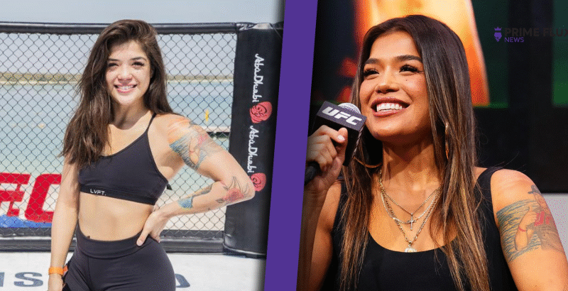 Tracy Cortez posing in UFC fight gear before a match, representing tracy cortez nationality and her Mexican-American MMA background.